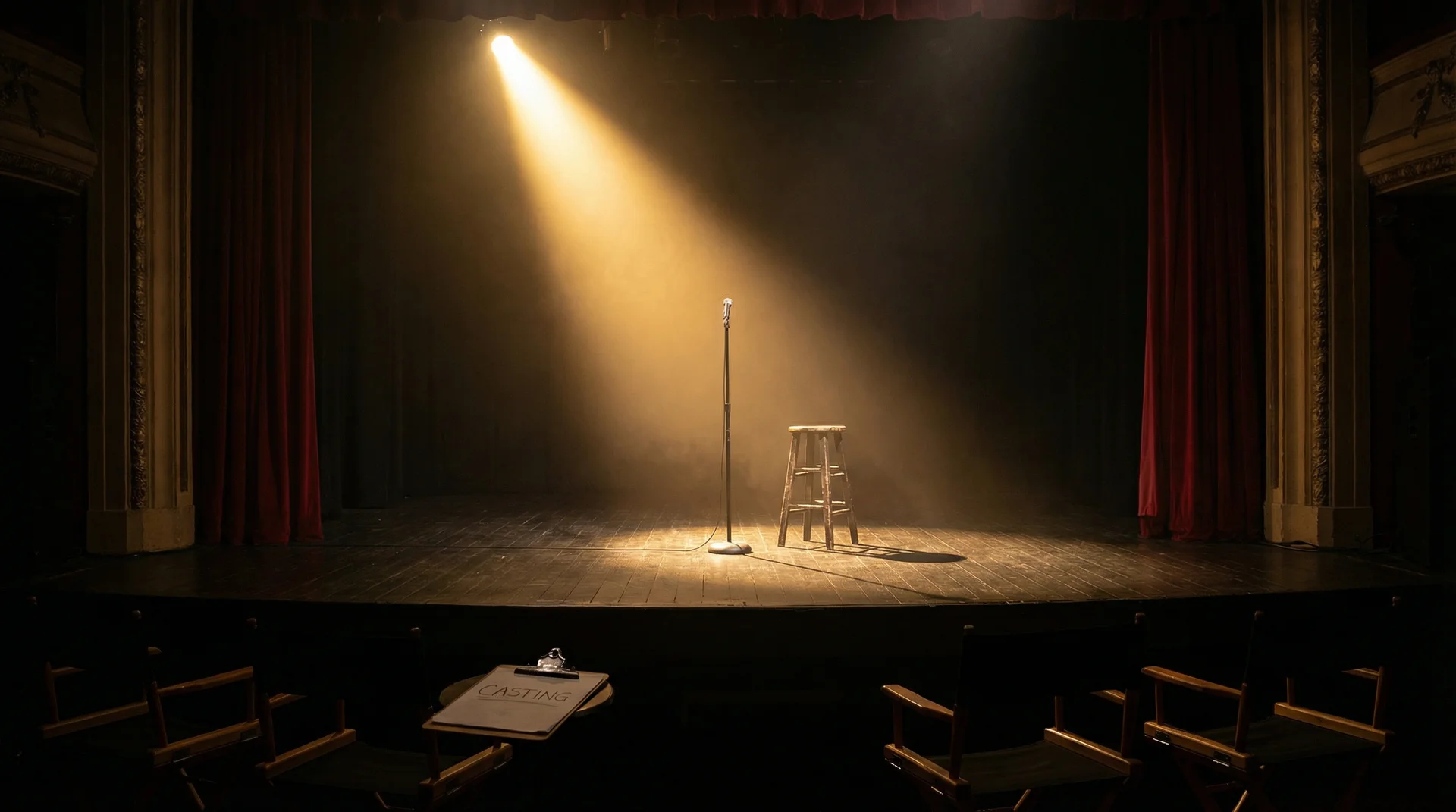 撸撸杜 选角现场，聚光灯下的空舞台等待演员登场